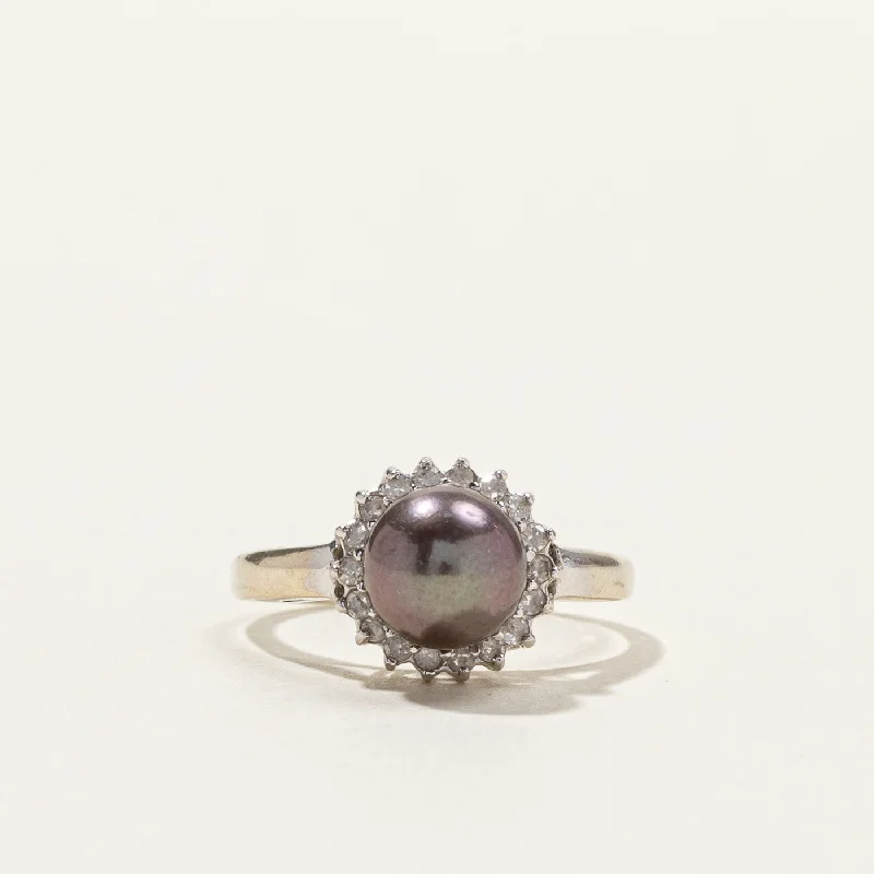 Pearl & Diamond Cocktail Ring | 0.18ctw | SZ 5 |