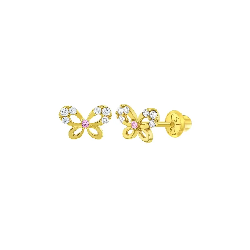 Jeweled Fluttering Butterfly Little Girl's Stud Earring