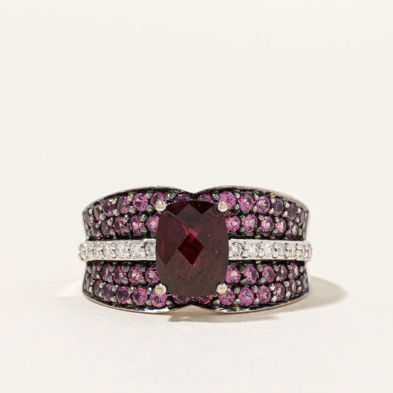 Garnet & Diamond Cocktail Ring | 1.80ctw, 0.08ctw | SZ 6.25 |