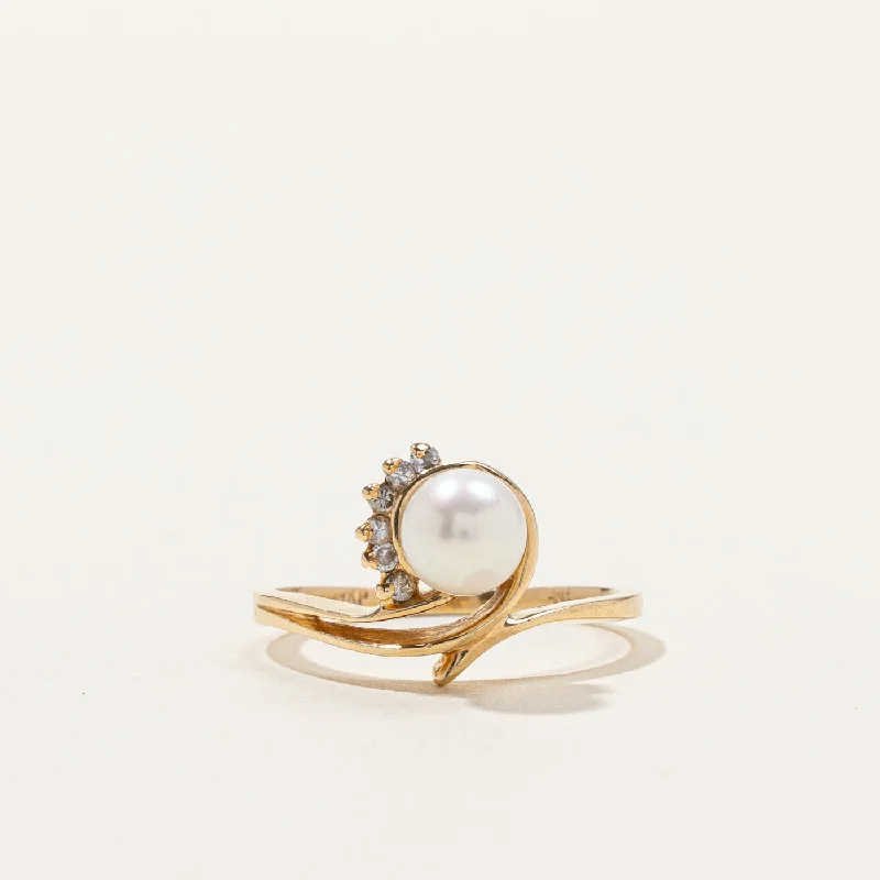 Pearl & Diamond Cocktail Ring | 0.05ctw | SZ 5.75 |