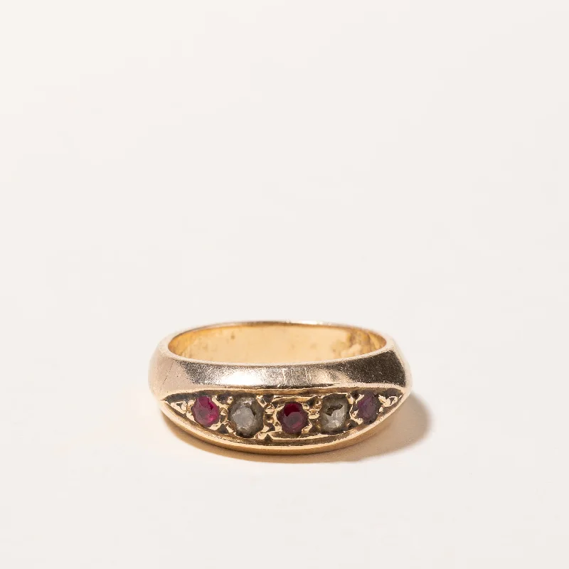 Vintage 14k Yellow Gold Ruby and Diamond Ring | 0.23ctw, 0.29ctw | SZ 7.25