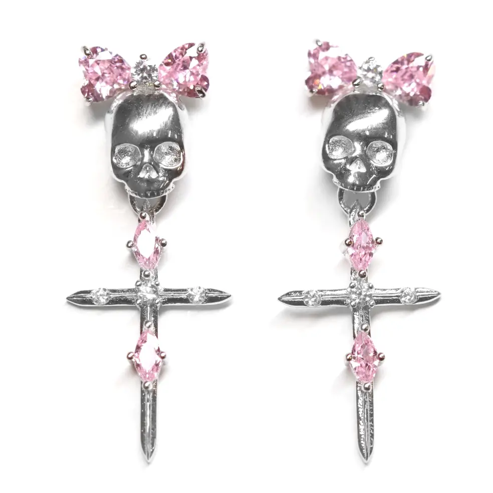 Pink Skull Earrings