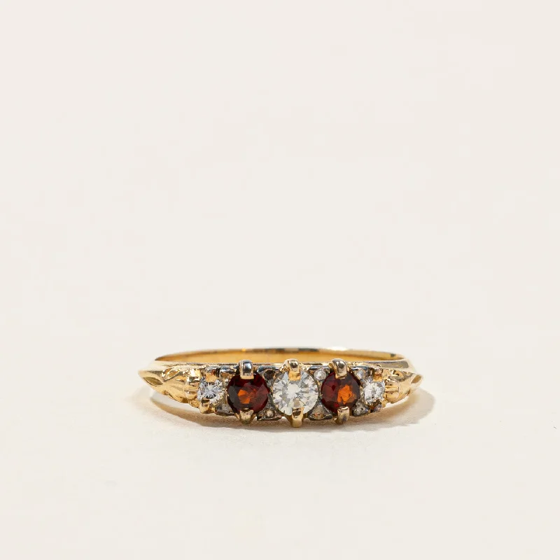 Five Stone Diamond & Garnet Ring | 0.16ctw | 0.16ctw | SZ 5.25 |