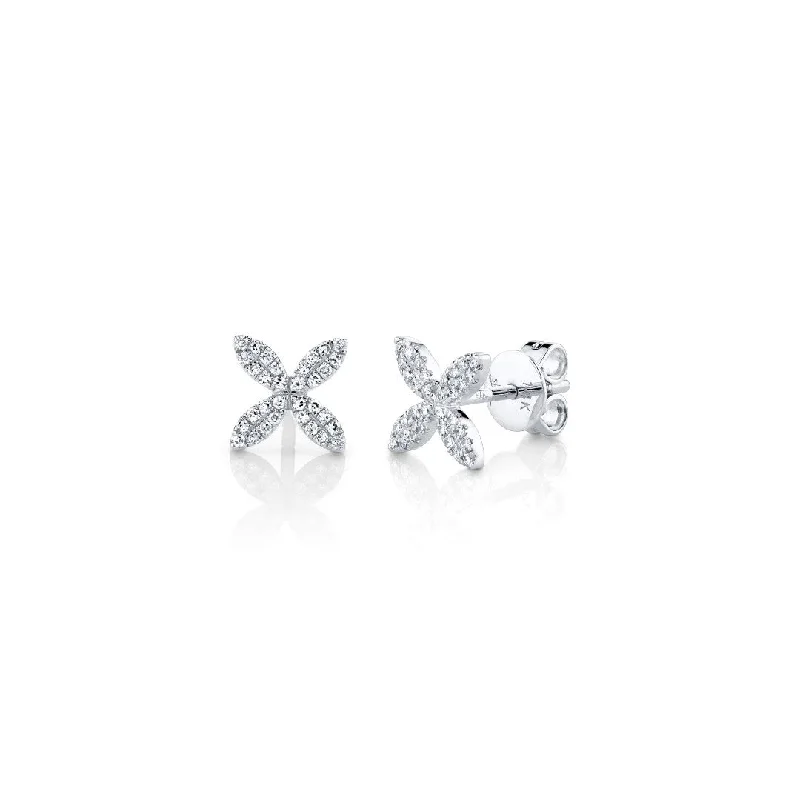 Shy Creation Diamond X Studs in White Gold