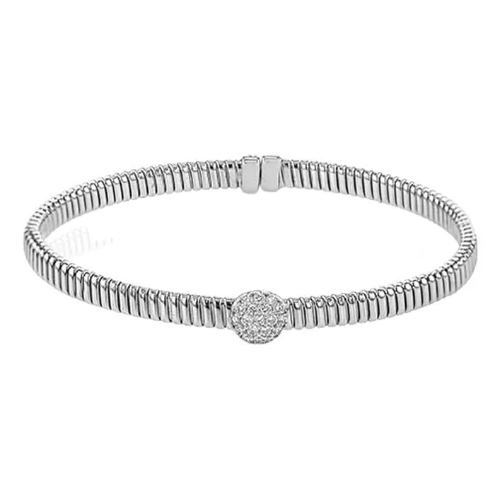 Simon G. Flexible Cuff Bracelet with Diamond Accent in 18K White Gold