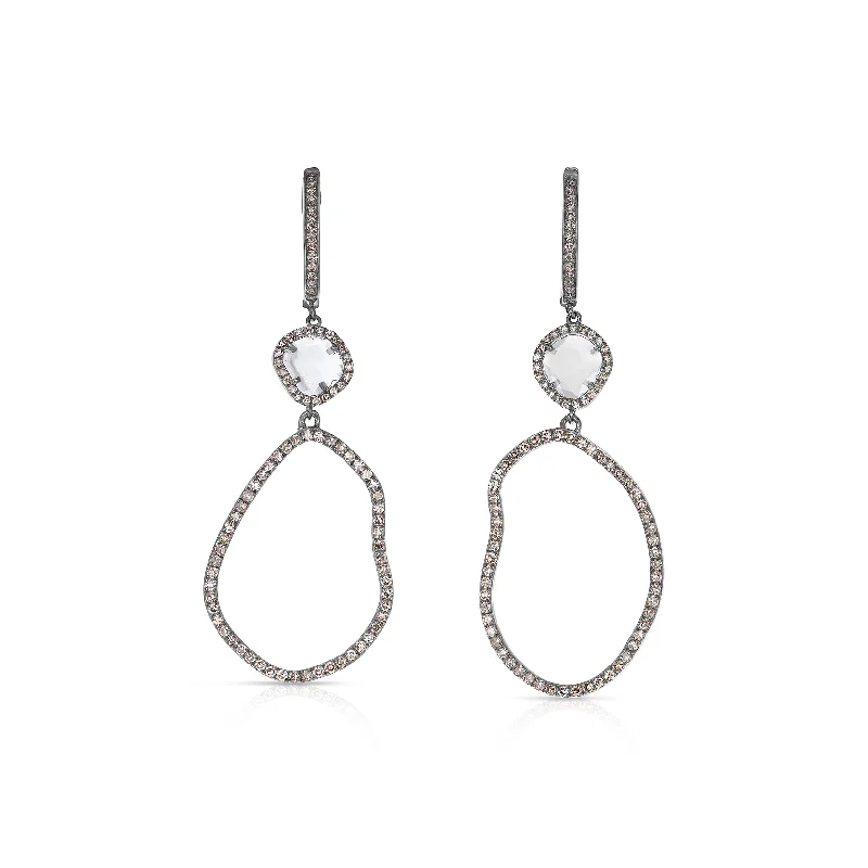 Tara Mikolay Open Oblong with Diamond Slice Earrings