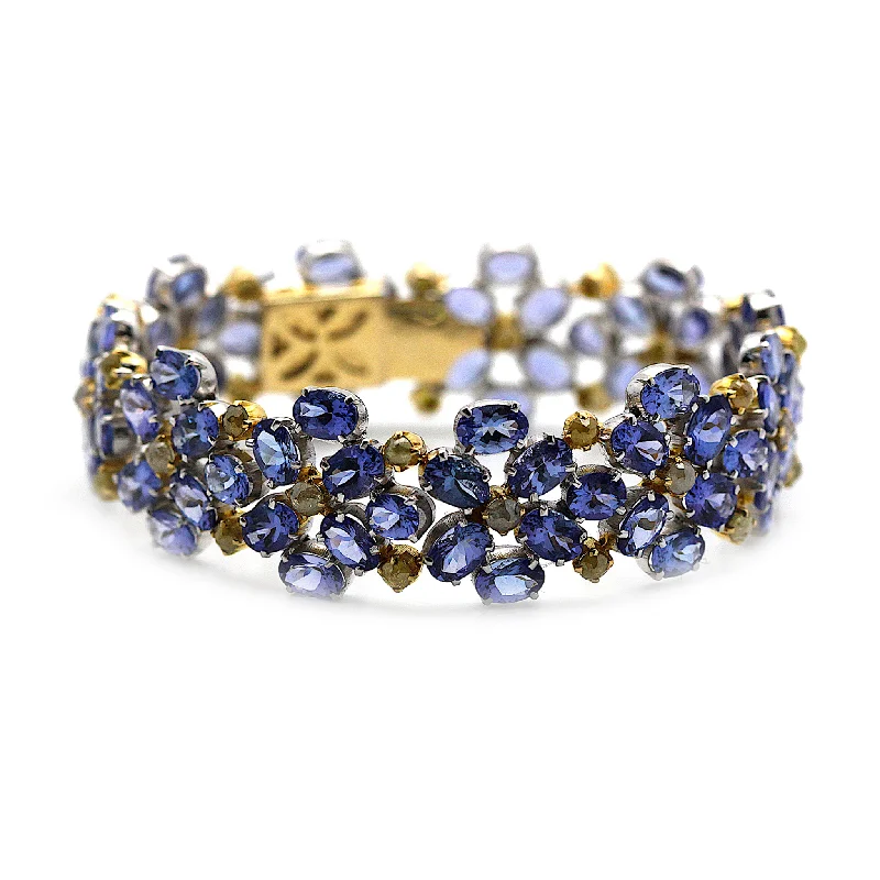 Tanzanite & Diamond Bracelet In 18K Yellow Gold