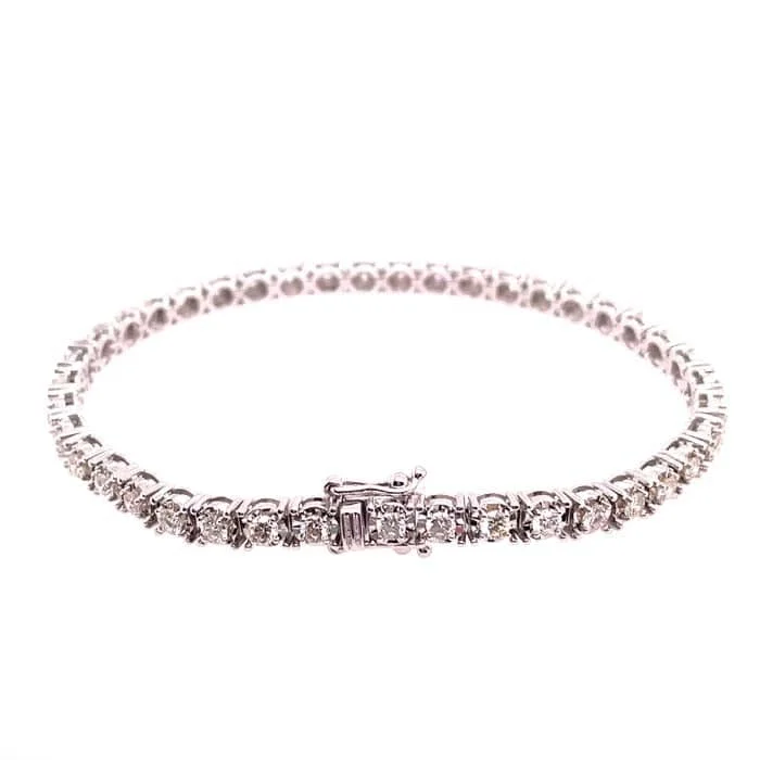 Mountz Collection Illusion Diamond Straightline Bracelet in 14K White Gold