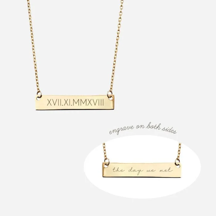 Personalised ID Bar Necklace - 9ct Gold