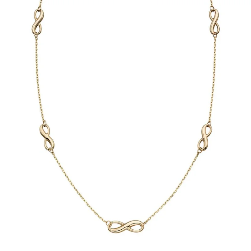 9ct Yellow Gold Infinity Station Necklace