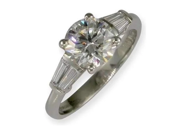 Bespoke Platinum Ring With Side Baguette Diamonds