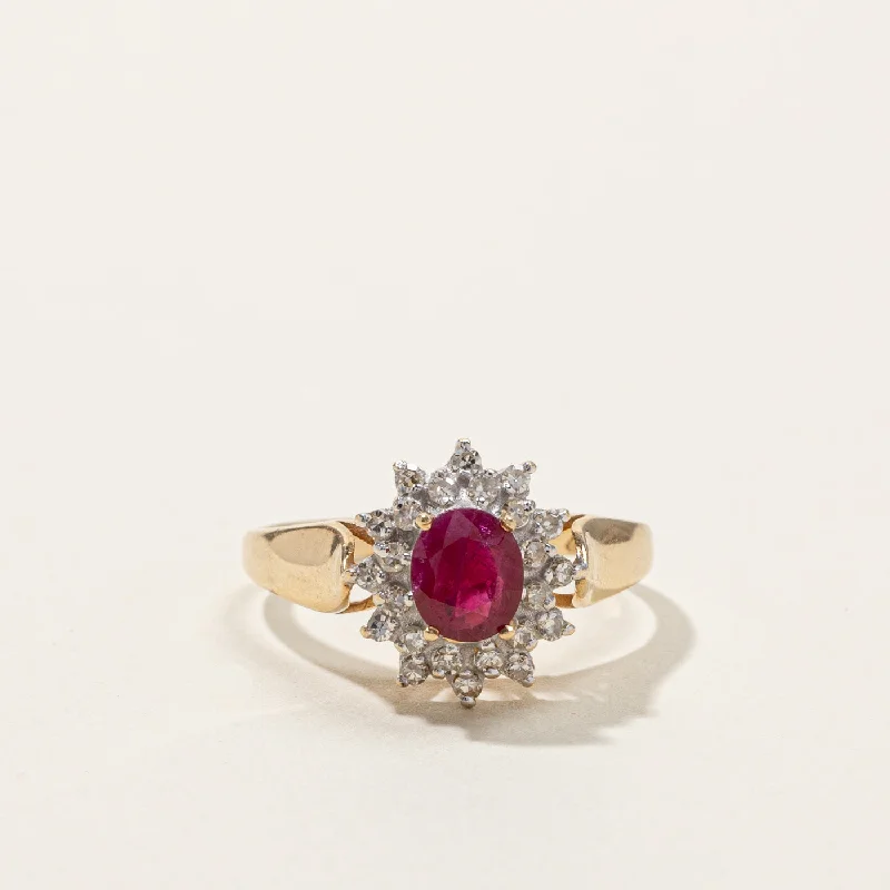 Cocktail Ruby & Diamond Ring | 0.50ct | 0.24ctw | SZ 7 |