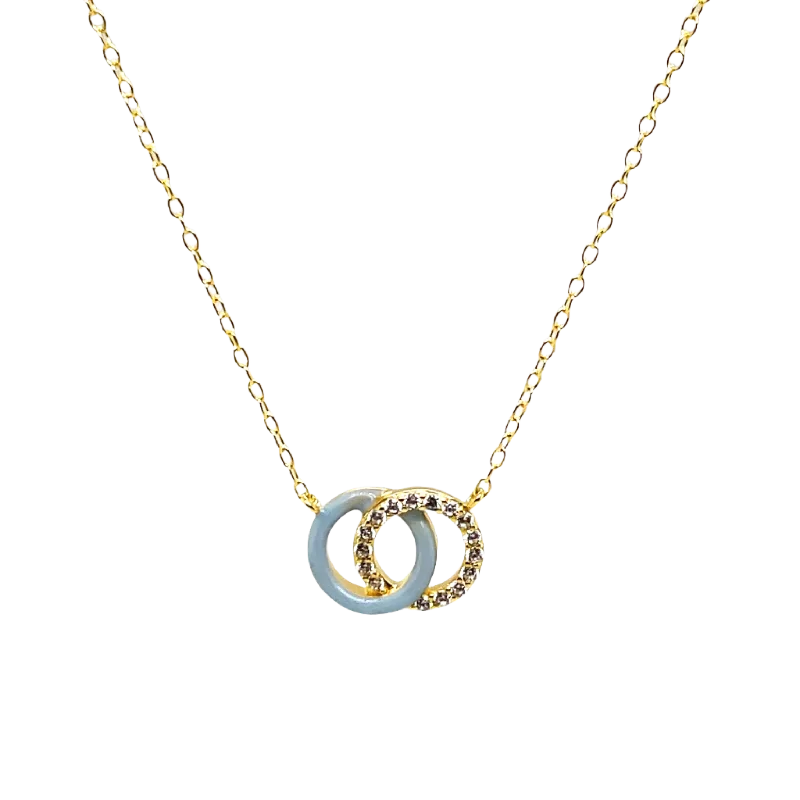 SMALTO - Silver 925 Gold Plated and Light Blue Enamel Intertwined Necklace