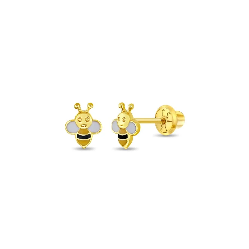 Honey Bee Enamel Little Girl's Stud Earrings