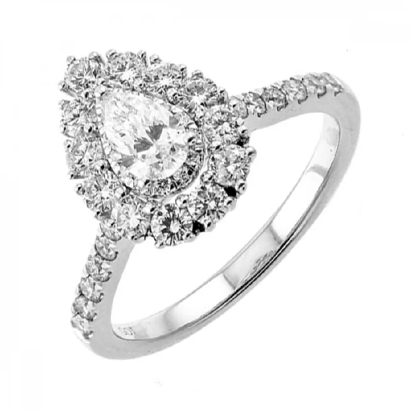 14K White Gold 0.33ct SI H-I Pear Shape Diamond & 0.875cttw SI H-I Diamond Eng Ring