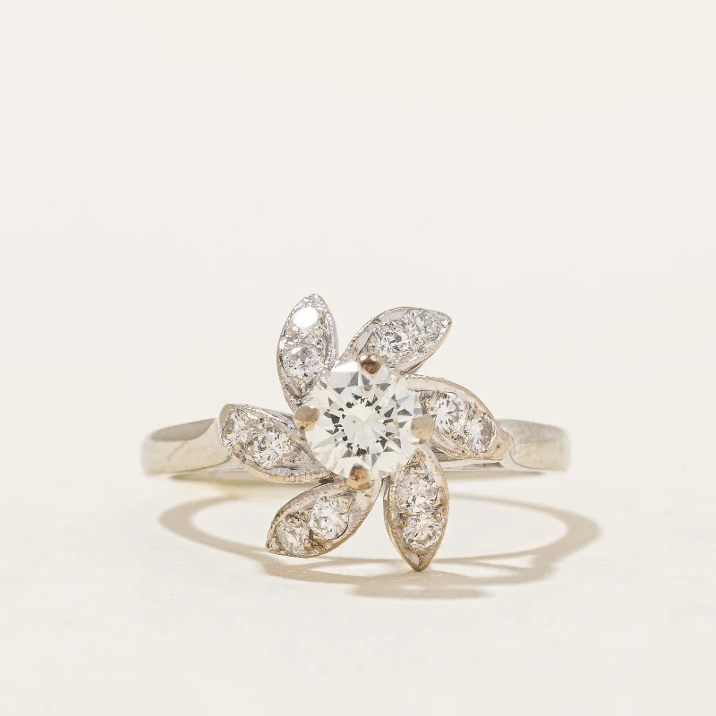 Diamond Flower Ring | 0.44ct, 0.3ctw | SZ 5.5 |