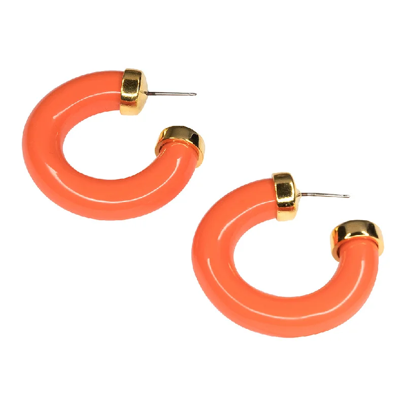 Coral Tube Hoop Pierced Earrings