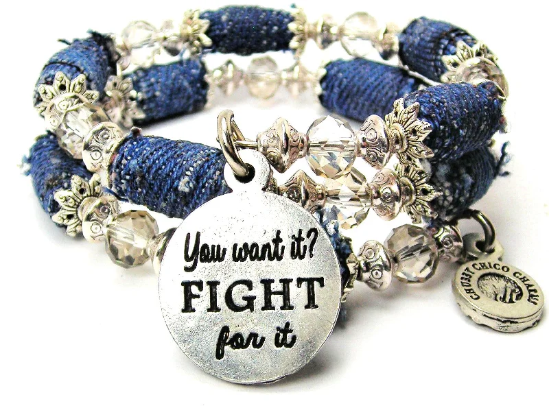 You Want It? Fight For It Blue Jean Beaded Wrap Bracelet