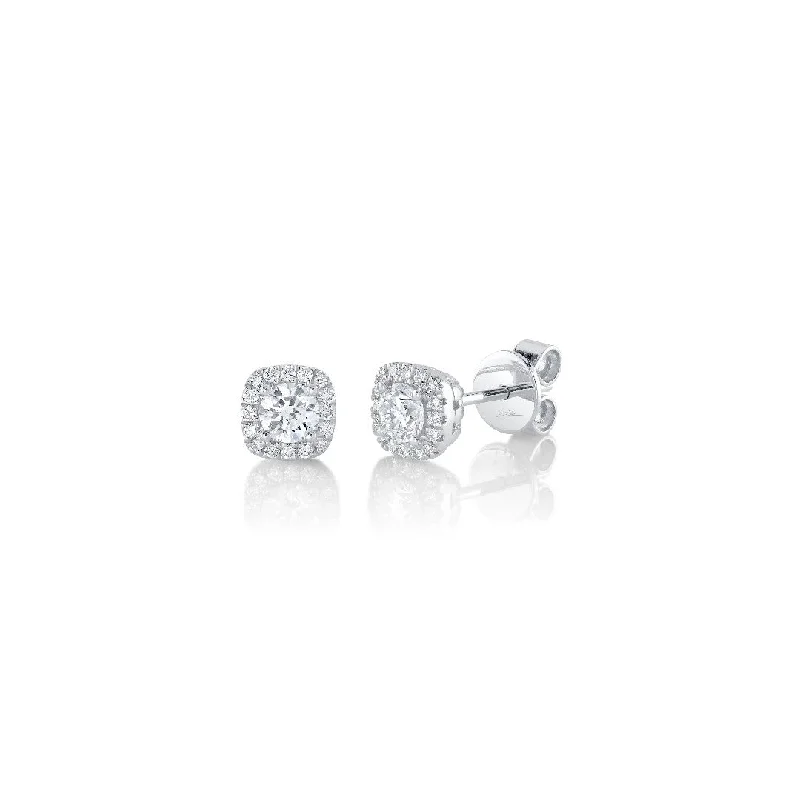 Shy Creation Diamond Cushion Stud Earrings