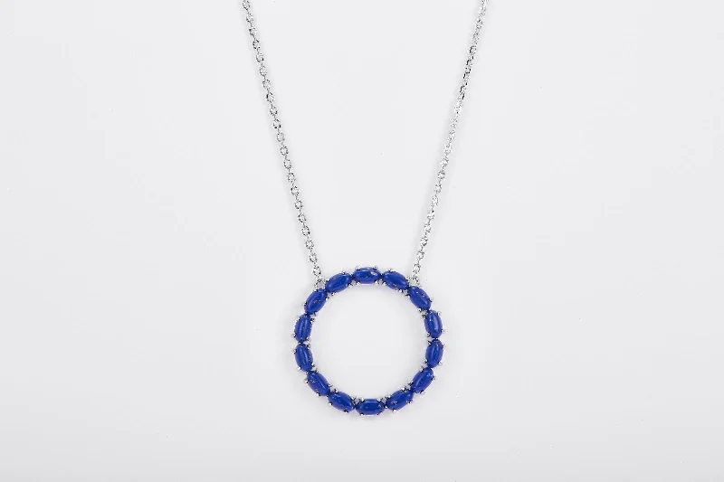 Pietra Collection Round Pendant Necklace - Lapis