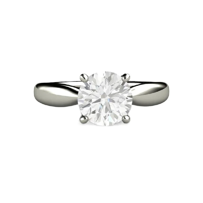 Forever One Moissanite Engagement Ring Classic Solitaire Wide Tapered Band