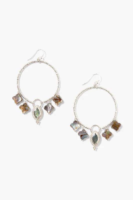 Clover Hoop Earrings Abalone Mix