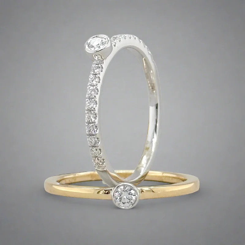 18K TT 0.32cttw H/SI2 Diamond Ring Set of 2