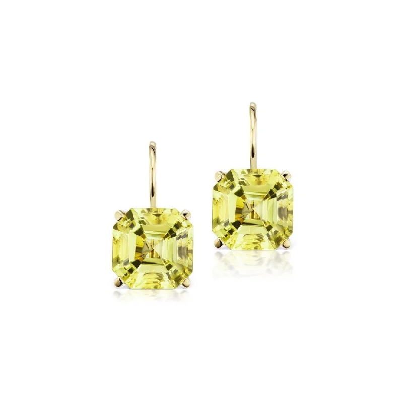 Jane Taylor Octagonal Drop Earring in Lemon Quartz