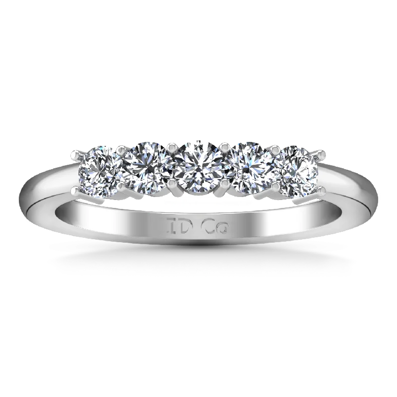 Five Stone Diamond Wedding Band Aspen  0.15 Cts 14K White Gold