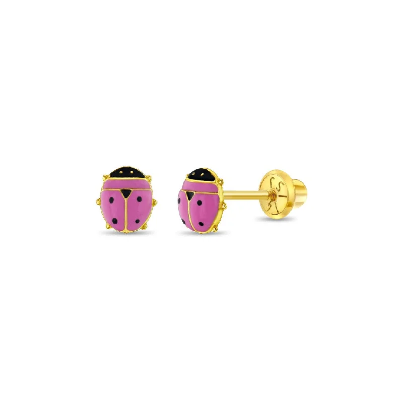 Pink Ladybug Little Girl's Stud Earring