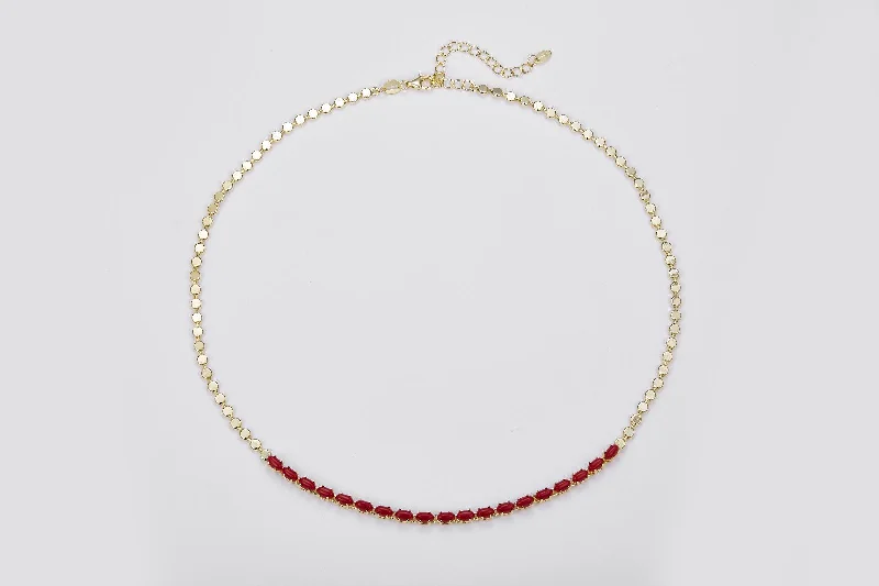 Pietra Collection Tennis Necklace - Coral