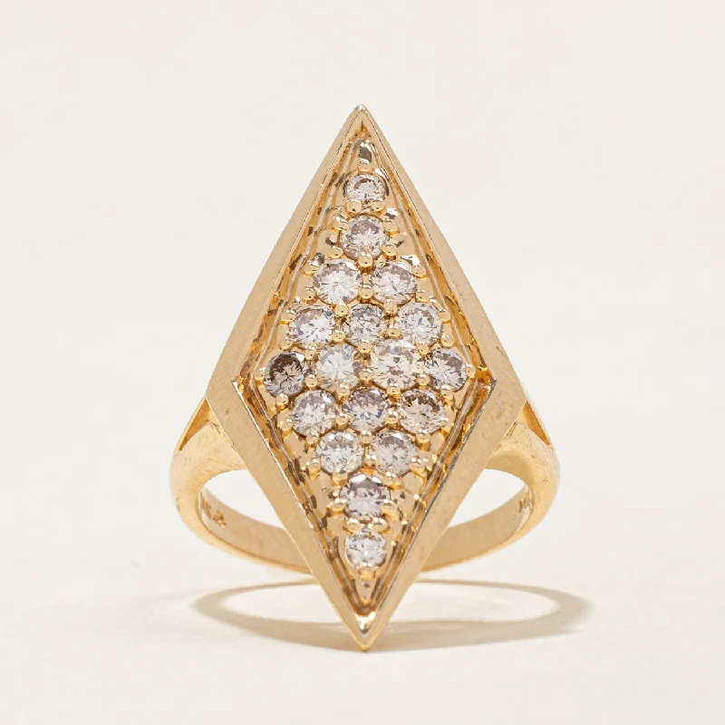 Pave Set Diamond Cocktail Ring | 0.89ctw | SZ 6.25 |