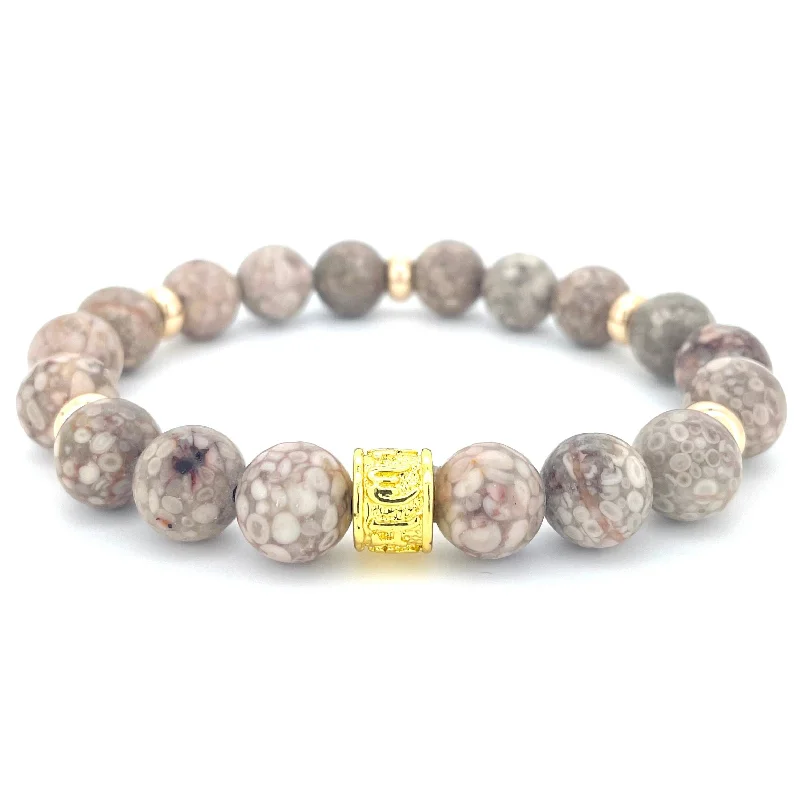 MEDECINE STONE & GOLD BEADED BRACELET - HALCYON COLLECTION