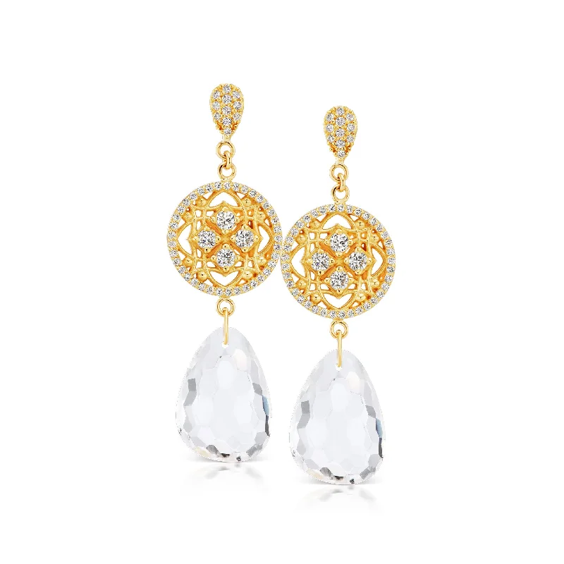 Scott Mikolay Diamond Celebration Drop Earring with White Topaz