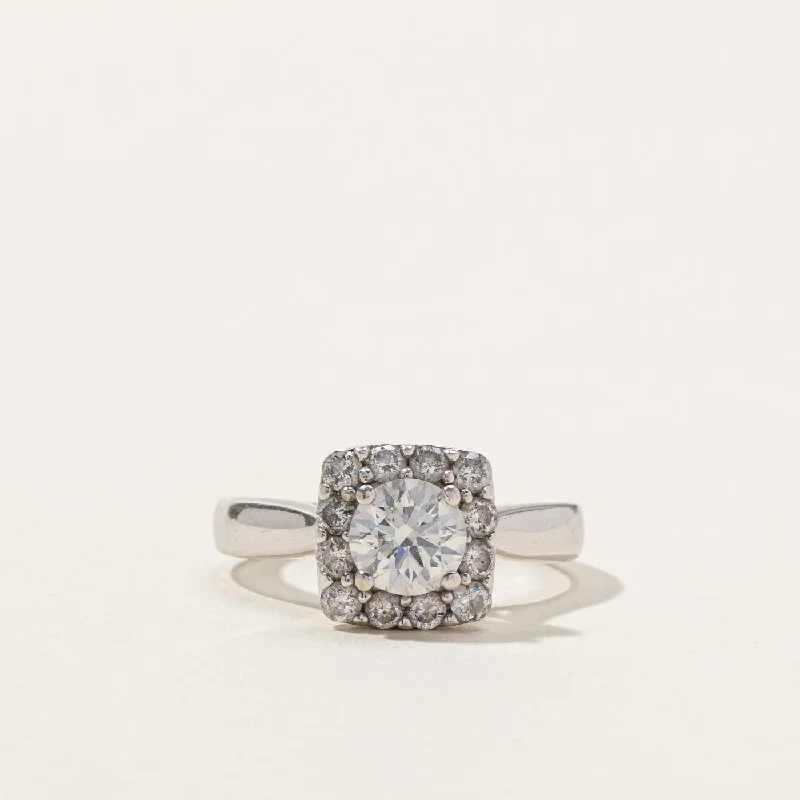 Halo Diamond Engagement Ring | 1.09ctw I1 G | SZ 3.75 |