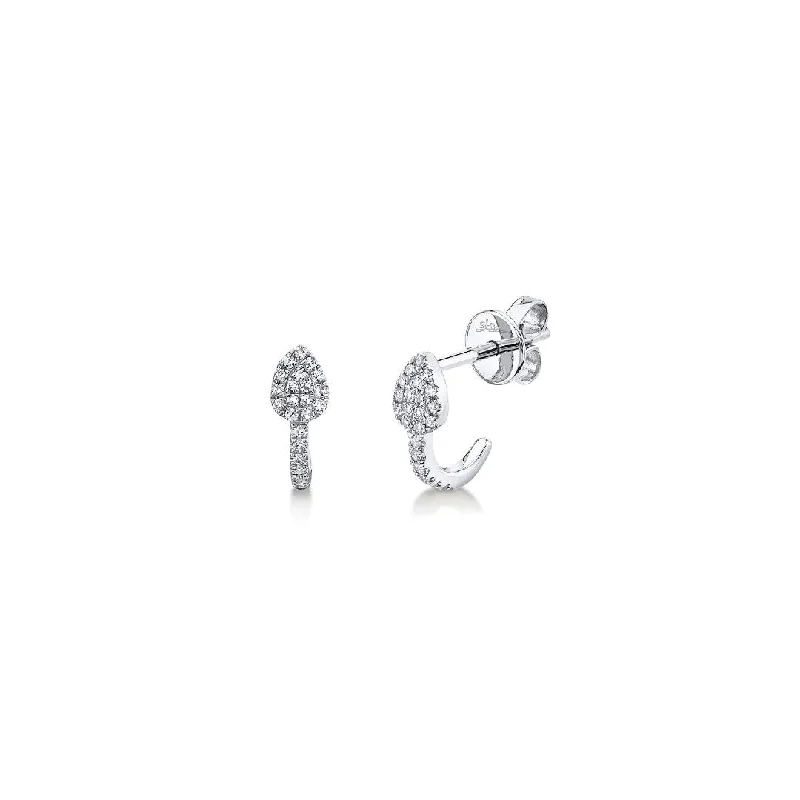 Shy Creation Diamond Pave J-Hoop Earrings