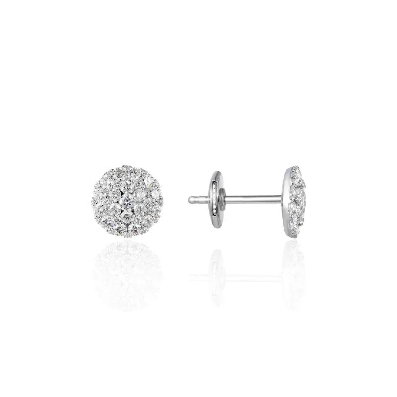 Round Diamond Cluster Stud Earrings