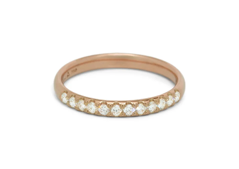 Pave Diamond Wedding Band, Red Gold