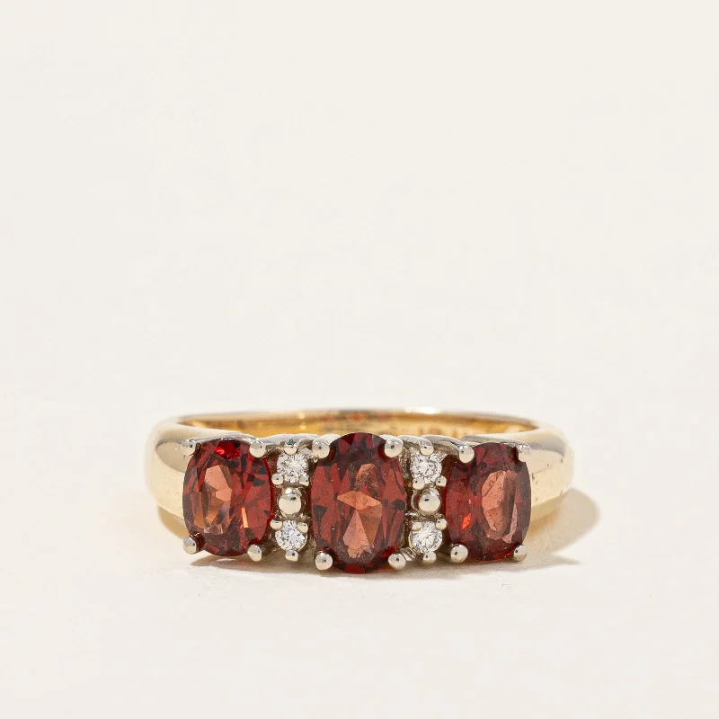 Garnet & Diamond Ring | 1.00ct, 0.04ctw | SZ 5 |