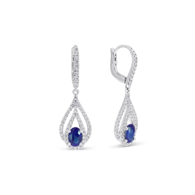 Diamond & Sapphire Drop Earrings