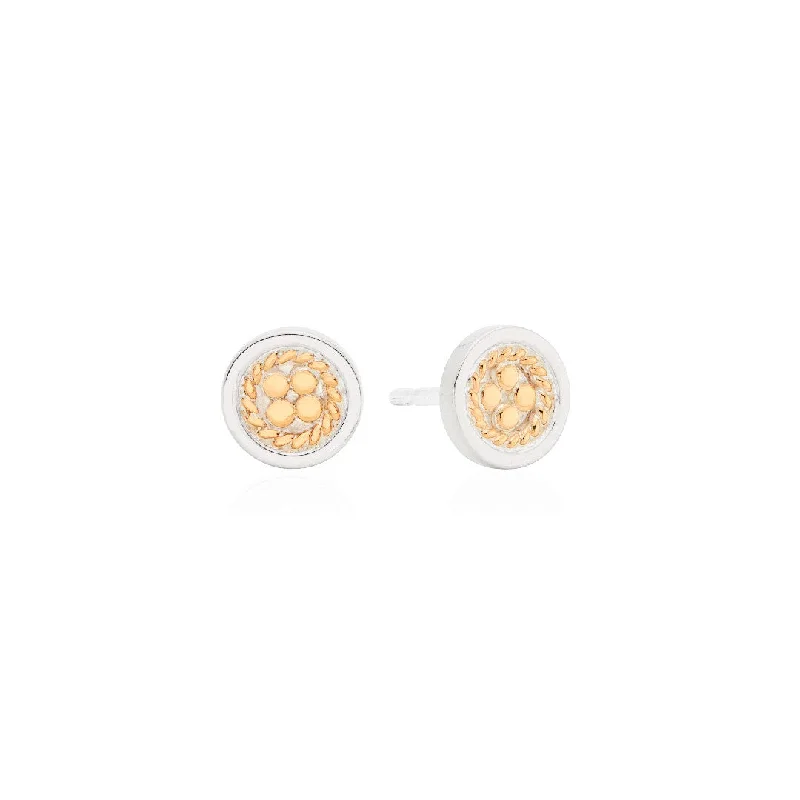 Anna Beck Classic Smooth Border Mini Two Tone Stud Earrings