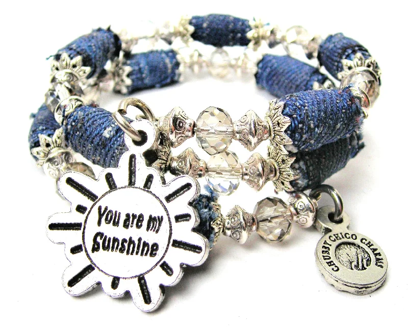 You Are My Sunshine In Sun Blue Jean Beaded Wrap Bracelet