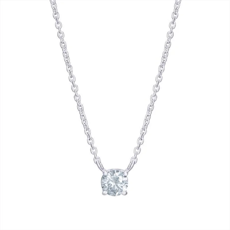 Round CZ Necklace - Sterling Silver