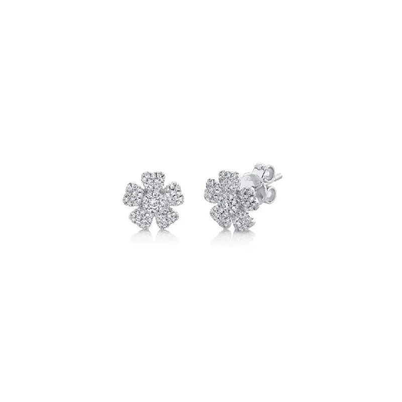 Shy Creation Diamond Pave Flower Studs