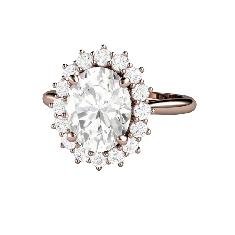 2ct Oval Moissanite Engagement Ring | Heirloom-Style Halo