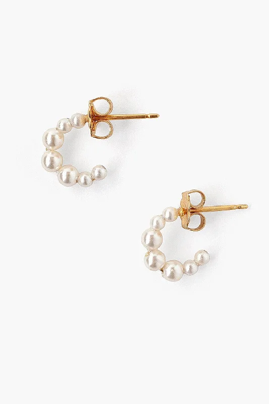 Petite Cream Pearl Holly Hoop Earrings