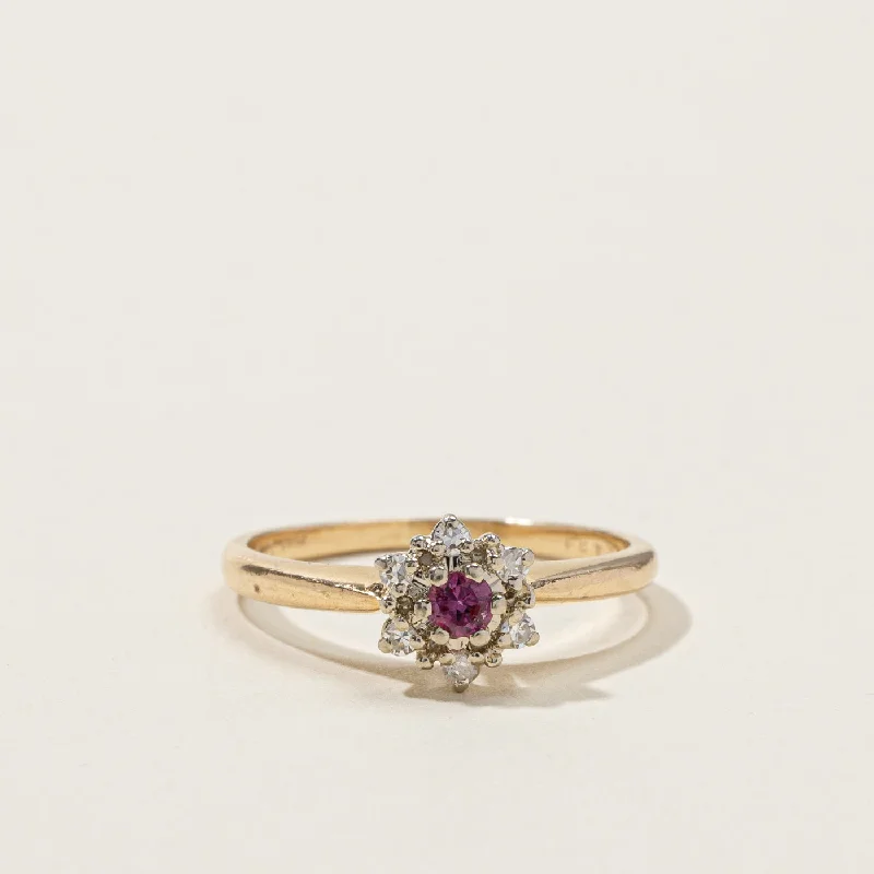 Ruby & Diamond Cocktail Ring | 0.10ct | 0.06ctw | SZ 6.5 |