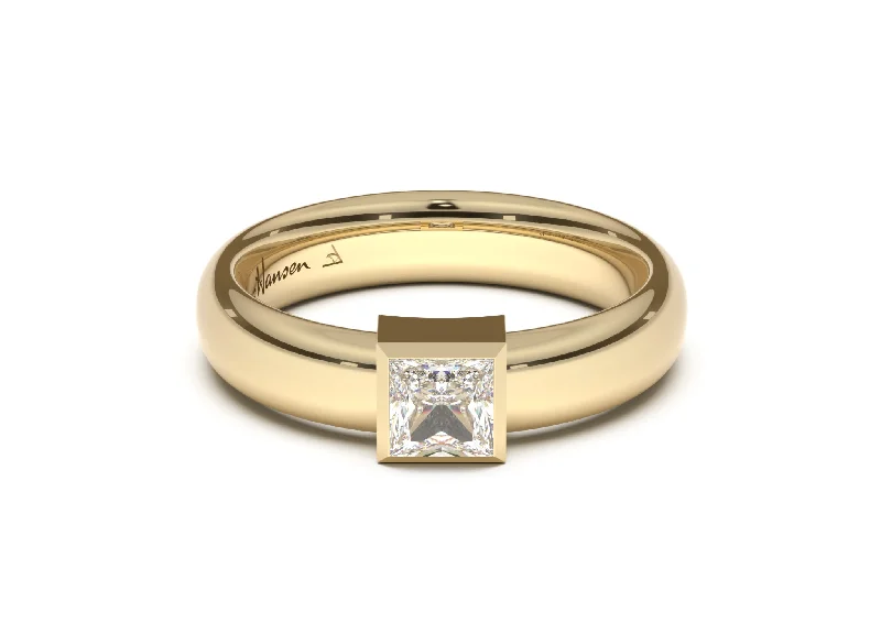 Princess Modern Engagement Ring, Yellow Gold