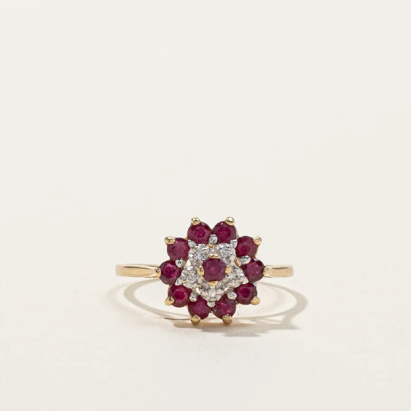 Cluster Ruby & Diamond Ring | 0.55ctw | 0.03ctw | SZ 5 |