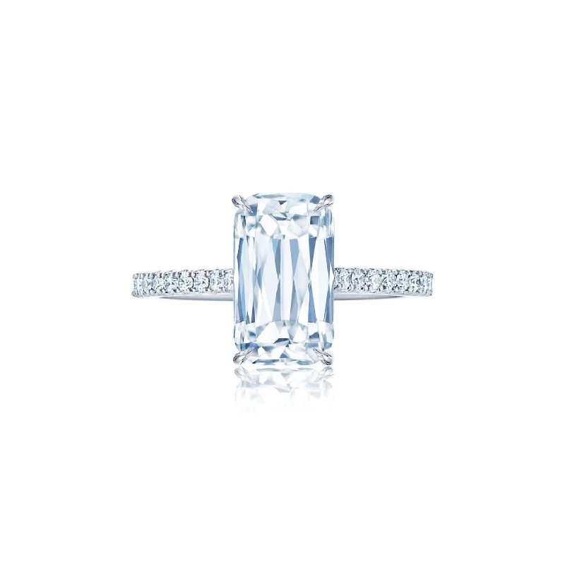 Platinum 1.52ct Ashoka Solitaire with Thin Pave Band